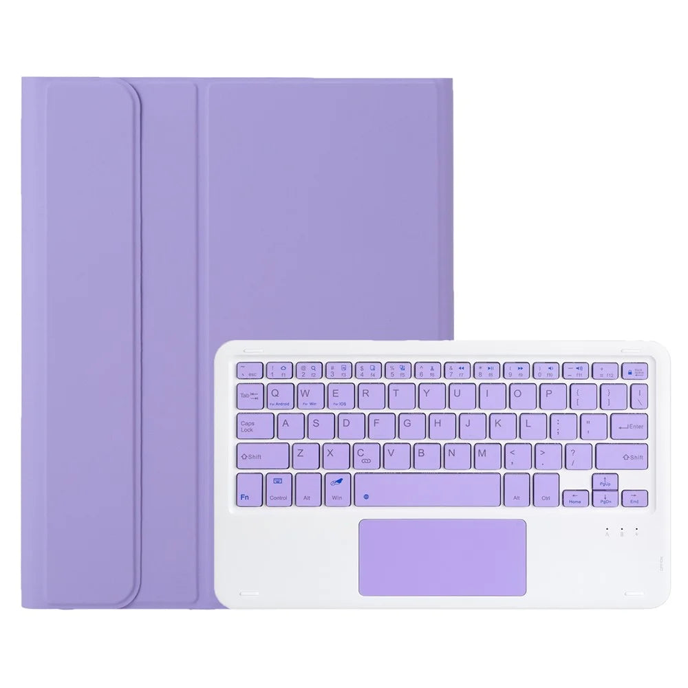A730B-A For Samsung Galaxy Tab S11 Detachable Leather Case Bluetooth-Compatible Touchpad Keyboard with Pen Slot - Lilac Purple - 5