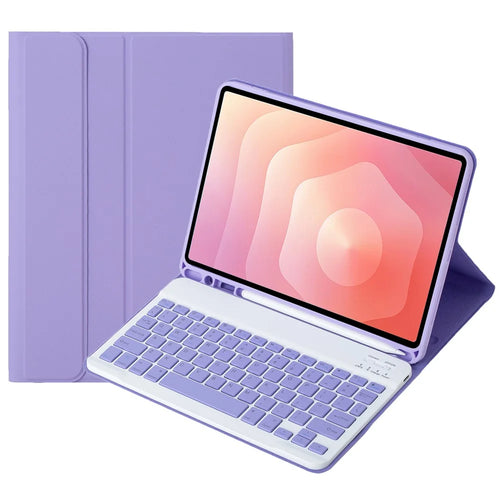 A730B For Samsung Galaxy Tab S11 Detachable Leather Case Bluetooth-Compatible Keyboard with Pen Slot - Lilac Purple - 1