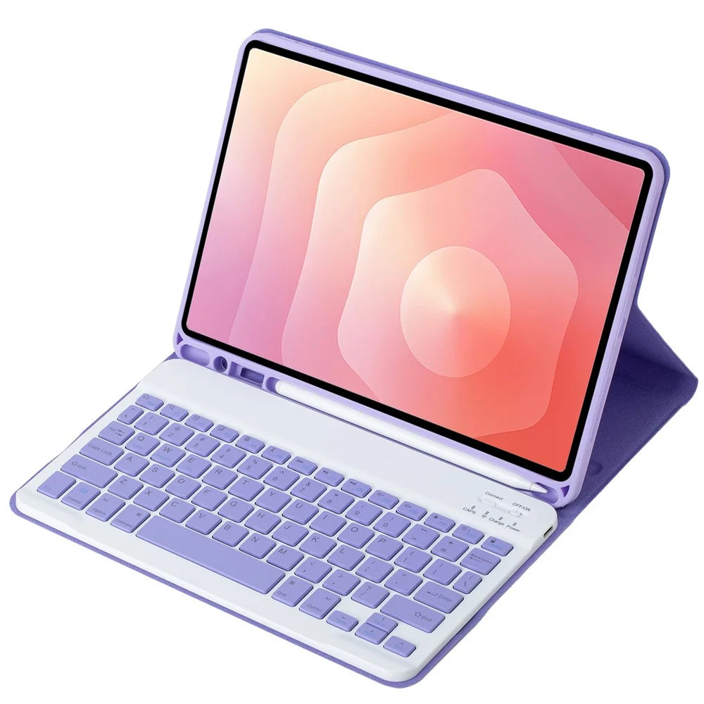 A730B For Samsung Galaxy Tab S11 Detachable Leather Case Bluetooth-Compatible Keyboard with Pen Slot - Lilac Purple - 2