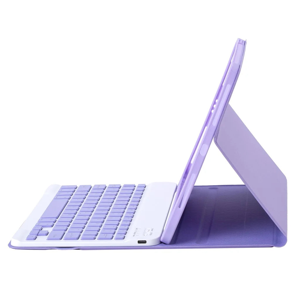 A730B For Samsung Galaxy Tab S11 Detachable Leather Case Bluetooth-Compatible Keyboard with Pen Slot - Lilac Purple - 4
