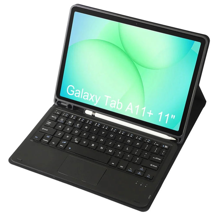 A240B-A For Samsung Galaxy Tab A11+ Detachable Leather Case Bluetooth-Compatible Touchpad Keyboard with Pen Slot - Black - 3