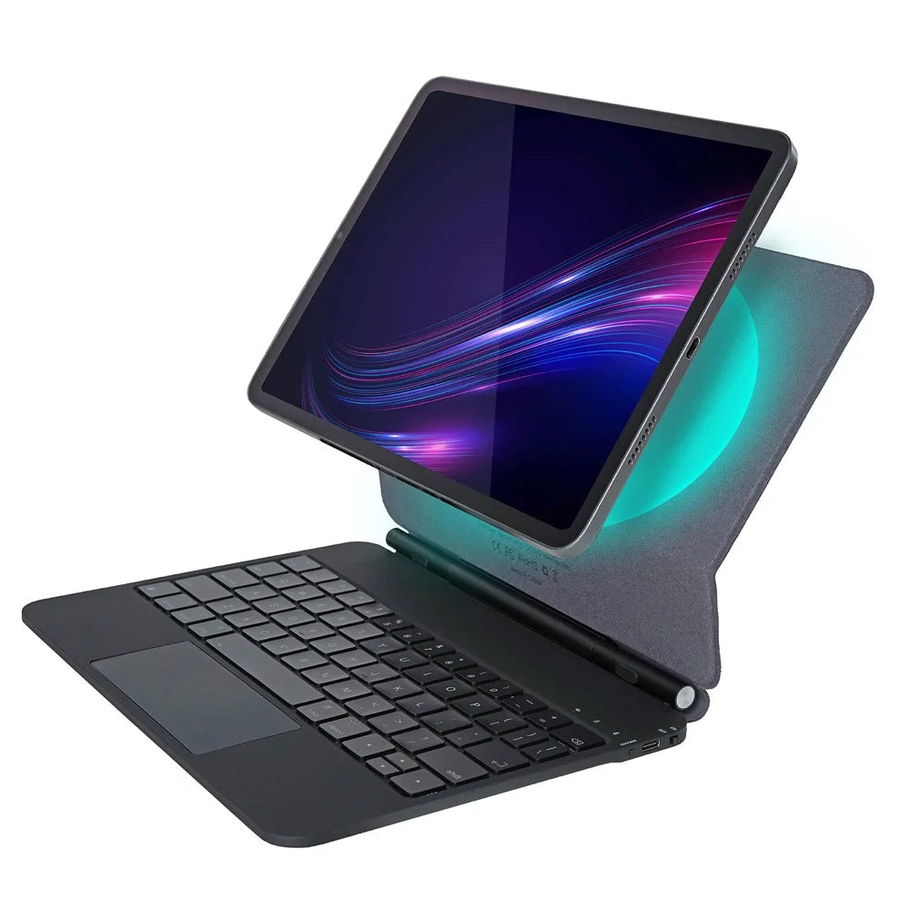 Keyboard Case For iPad (2025) / iPad 10.9 (2022) Floating Magnetic Keyboard Stand with Backlit - Black - 7