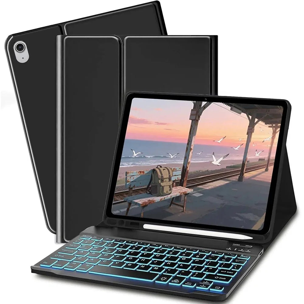 SK-S11D for Samsung Galaxy Tab S11 SM-X730 / SM-X736 / SM-X736B Protective Case with Detachable Backlit Wireless Keyboard - Black - 1