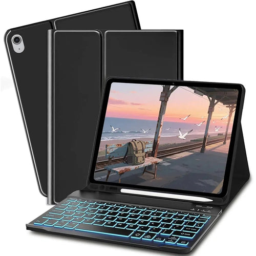 SK-S11D for Samsung Galaxy Tab S11 SM-X730 / SM-X736 / SM-X736B Protective Case with Detachable Backlit Wireless Keyboard - Black - 1