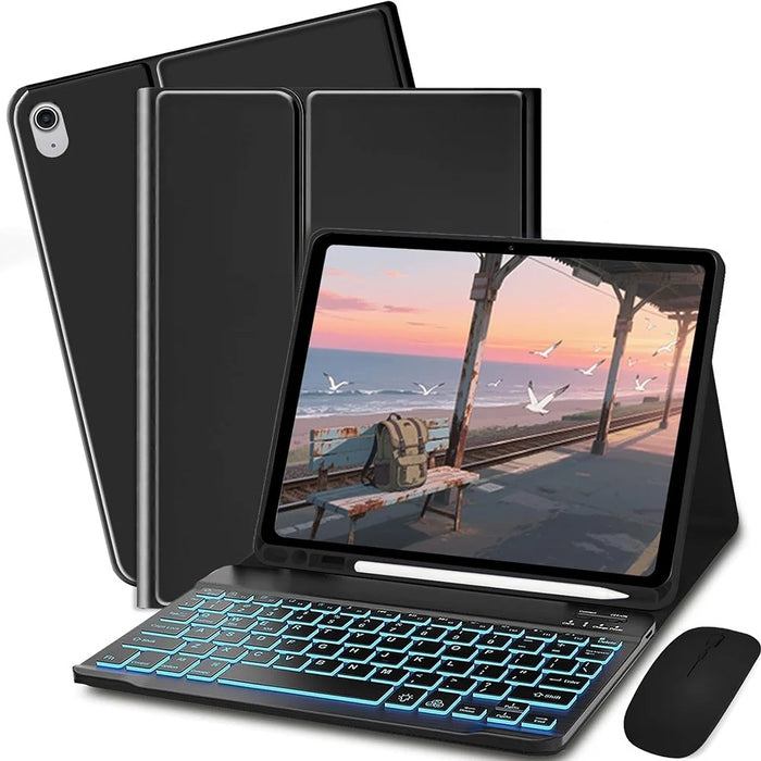 SK-S11D Protective Case with Keyboard / Mouse for Samsung Galaxy Tab S11 SM-X730 / SM-X736 / SM-X736B Detachable Backlit Wireless Keyboard Cover - Black - 1