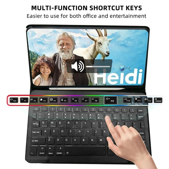 SK-S11D Protective Case with Keyboard / Mouse for Samsung Galaxy Tab S11 SM-X730 / SM-X736 / SM-X736B Detachable Backlit Wireless Keyboard Cover - Black - 3