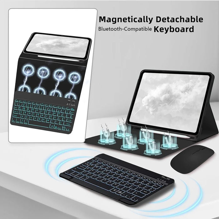 SK-S11D Protective Case with Keyboard / Mouse for Samsung Galaxy Tab S11 SM-X730 / SM-X736 / SM-X736B Detachable Backlit Wireless Keyboard Cover - Black - 6