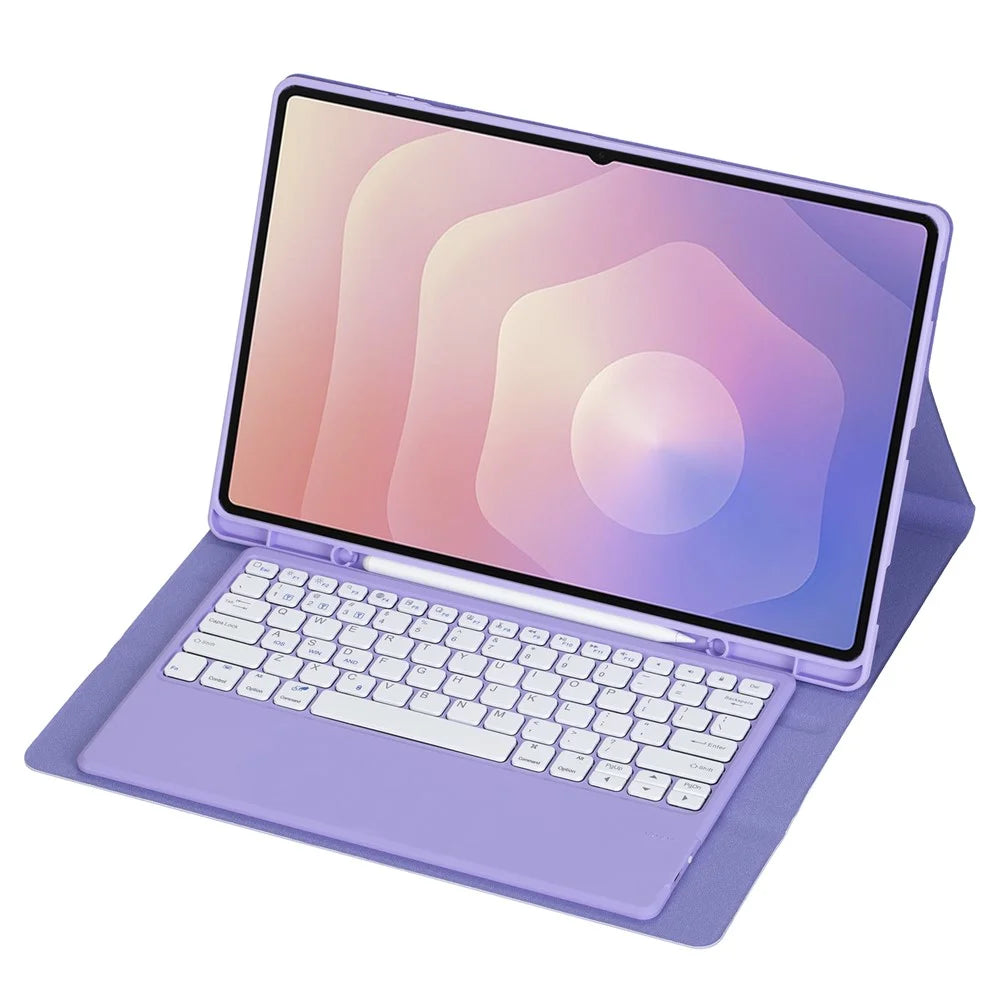 A930B For Samsung Galaxy Tab S11 Ultra Bluetooth-compatible Keyboard Detachable Leather Case with Pen Slot - Lilac Purple - 2
