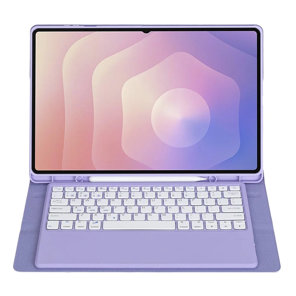 A930B For Samsung Galaxy Tab S11 Ultra Bluetooth-compatible Keyboard Detachable Leather Case with Pen Slot - Lilac Purple - 3
