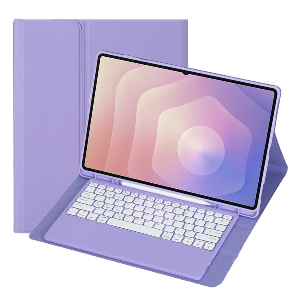 A930B For Samsung Galaxy Tab S11 Ultra Bluetooth-compatible Keyboard Detachable Leather Case with Pen Slot - Lilac Purple - 5