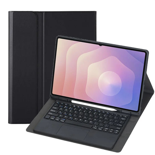 A930B-A For Samsung Galaxy Tab S11 Ultra Bluetooth-compatible Touchpad Keyboard Detachable Leather Case with Pen Slot - Black - 1