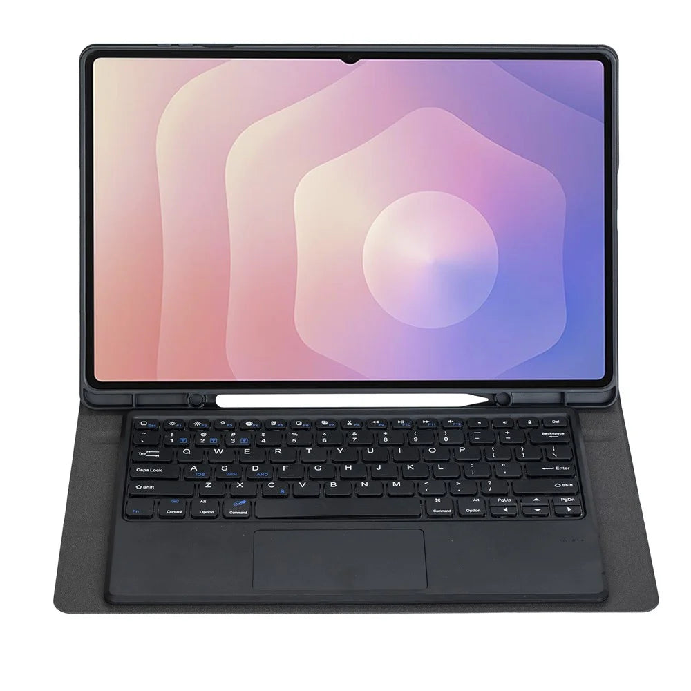 A930B-A For Samsung Galaxy Tab S11 Ultra Bluetooth-compatible Touchpad Keyboard Detachable Leather Case with Pen Slot - Black - 4