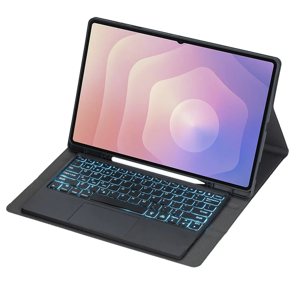 A930B-AS For Samsung Galaxy Tab S11 Ultra Bluetooth-compatible Touchpad Keyboard Detachable Leather Case with Backlit and Pen Slot - Black - 3