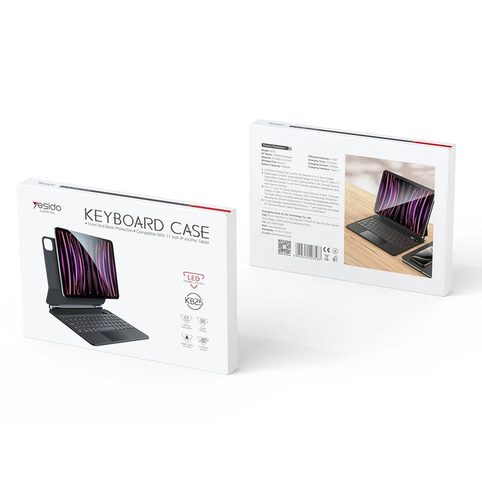 YESIDO KB25 Magnetic Floating Magnetic Keyboard Case for iPad Pro 11 (2022) / (2021) / (2020) / (2018) / iPad Air (2022) / (2020) Dual Axis Rotation - 6