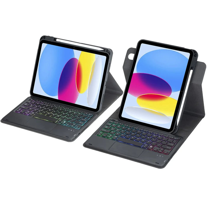 L10B-AS For iPad (2025) / iPad 10.9 (2022) 360 Degree Rotating Clear Acrylic Case Bluetooth-compatible Keyboard Cover with Touchpad and Backlit - Black - 7