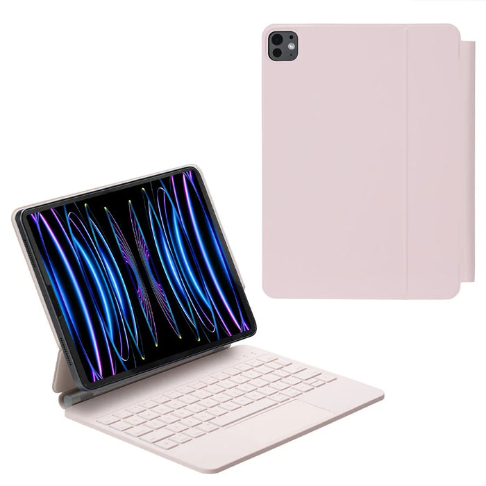 For iPad (2025)  /  10.9 (2022) Magnetic Magic Keyboard with Touchpad Bluetooth-Compatible Keyboard - Pink - 1