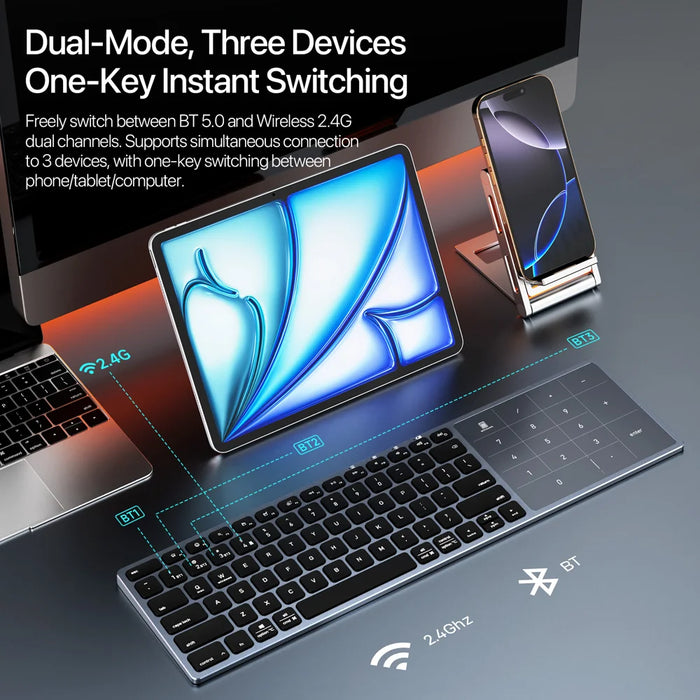 DUX DUCIS Aluminum Alloy Wireless Keyboard With TouchPad   LK Pro Series Aluminum Alloy Wireless Keyboard With TouchPad for Laptops/Tablets/Phones - Black - 5
