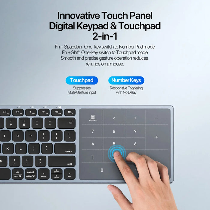 DUX DUCIS Aluminum Alloy Wireless Keyboard With TouchPad   LK Pro Series Aluminum Alloy Wireless Keyboard With TouchPad for Laptops/Tablets/Phones - Black - 7
