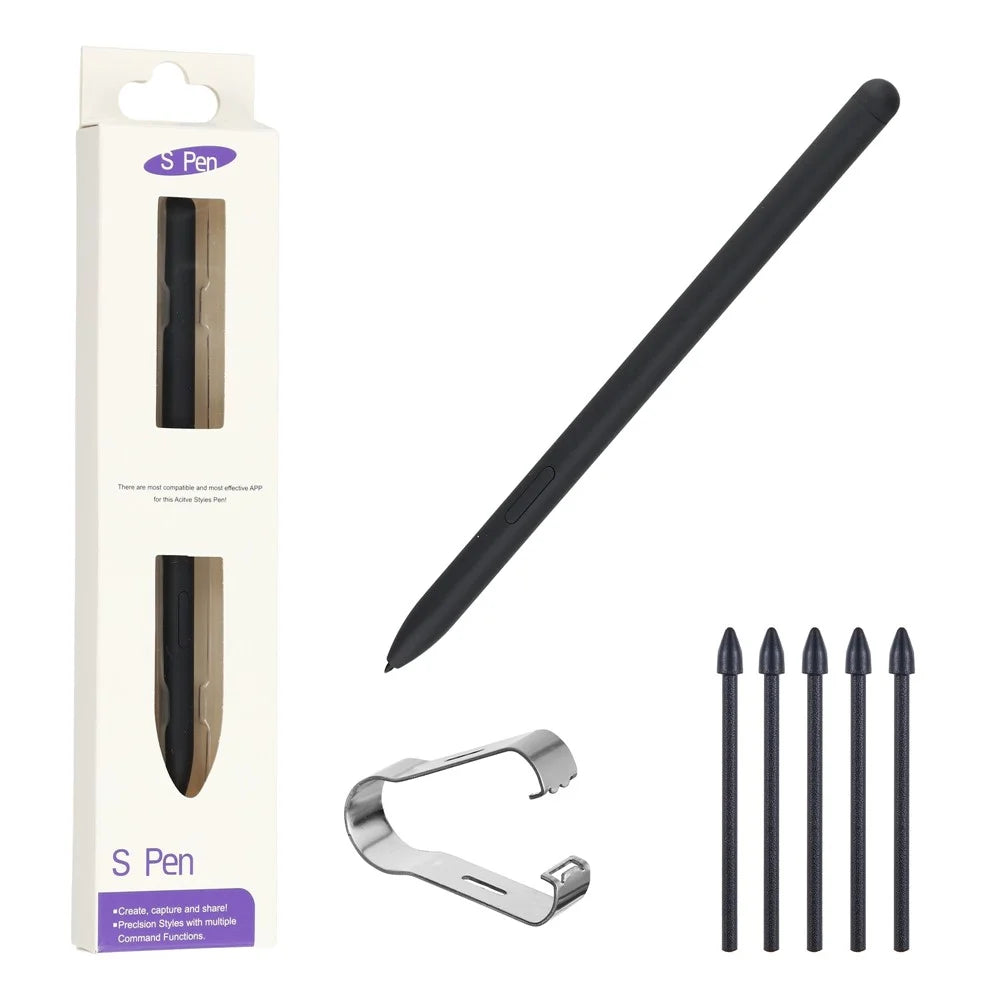 For Samsung Galaxy Tab S10 Series / Tab S9 Series Stylus Pressure Sensitive Pen with 5 Pen Tips (without Logo) - Dark Grey - 1