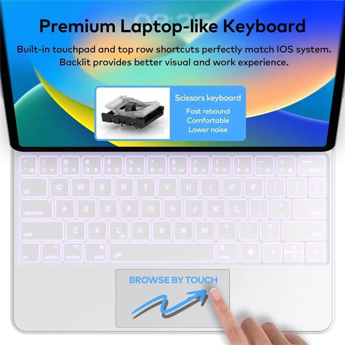 HB354 Magnetic Floating Bluetooth-compatible Keyboard Case with Backlit for iPad Air 11 (2026) / (2025) / (2024) / iPad Pro 11 (2022) / (2021) / (2020) / (2018) / iPad Air (2022) / (2020) - White - 6