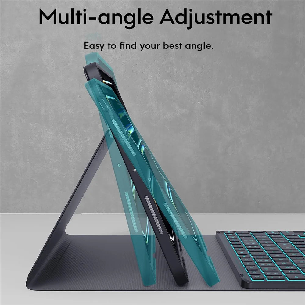 WR030 For iPad Pro 11 (2025)  /  (2024) 7-color Backlit Magnetic Detachable Wireless Bluetooth-compatible Keyboard Case with Touchpad - 6