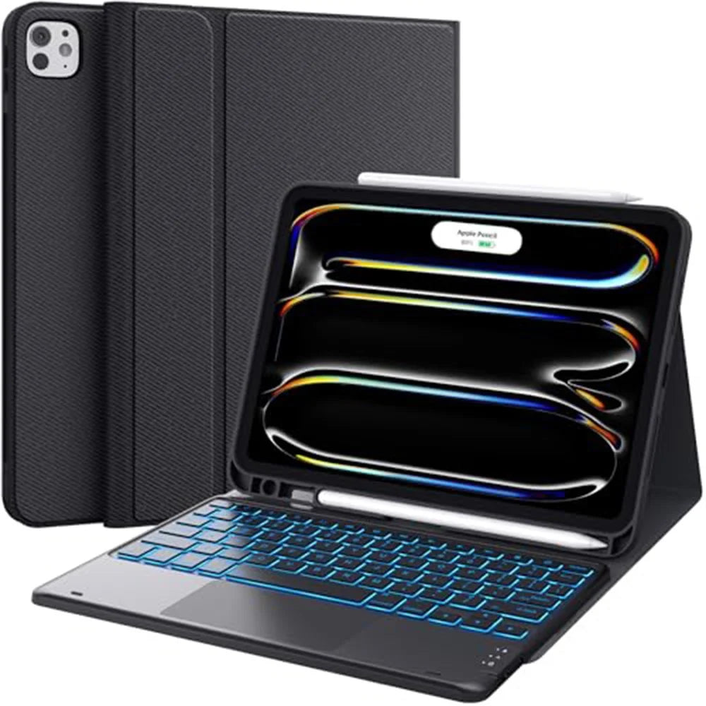 WR030 For iPad Pro 13 (2025)  /  (2024) 7-color Backlit Magnetic Detachable Wireless Bluetooth-compatible Keyboard Case with Touchpad - 1