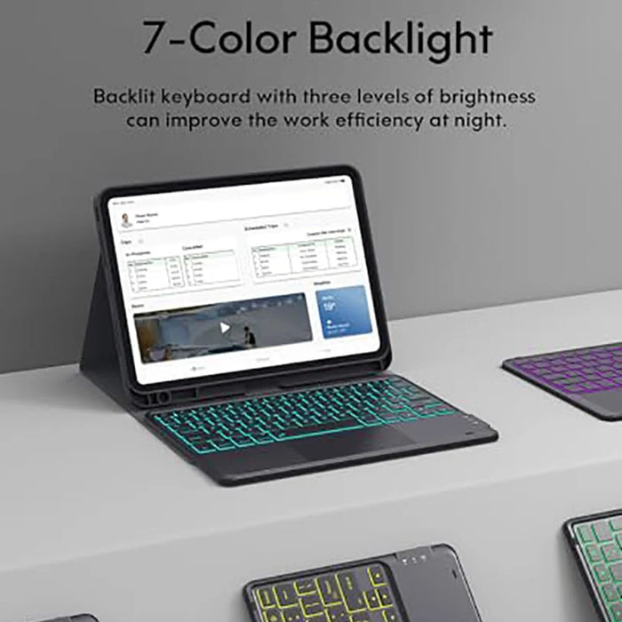 WR030 For iPad Pro 13 (2025)  /  (2024) 7-color Backlit Magnetic Detachable Wireless Bluetooth-compatible Keyboard Case with Touchpad - 7