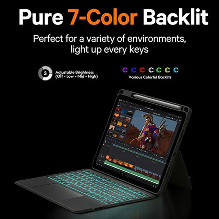 WR303 For iPad (2025) / iPad 10.9 (2022) Magnetic Keyboard Case with Touchpad / Backlit, Detachable Keyboard Tablet Cover - 2