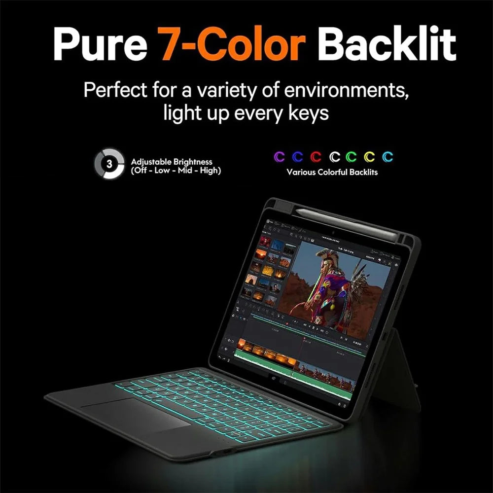 WR303 For iPad Air 11 (2024) / Pro 11 (2024) Magnetic Keyboard Case with Backlit / Touchpad, Detachable Tablet Cover - 6