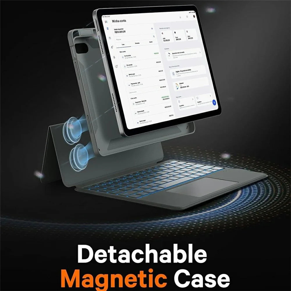 WR303 For iPad Air 11 (2024) / Pro 11 (2024) Magnetic Keyboard Case with Backlit / Touchpad, Detachable Tablet Cover - 7