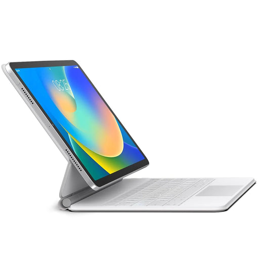 For iPad (2025) Smart Auto Wake/Sleep Magnetic Bluetooth-compatible Keyboard Stand Case with Backlit - White - 2
