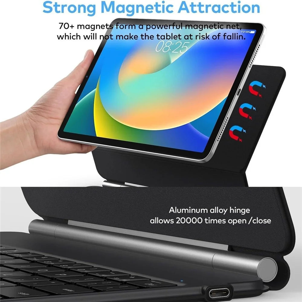 HB358 Magnetic Floating Bluetooth-compatible Keyboard Case with Backlit for iPad Air 13 (2026) / (2025) / (2024) /  iPad Pro 12.9 (2022) / (2021) / (2020) / (2018) - Black - 7