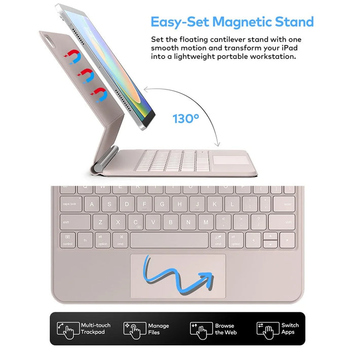 For iPad (2025) / iPad 10.9 (2022) Magnetic Floating Bluetooth-compatible Keyboard Case with Touchpad - Black - 5