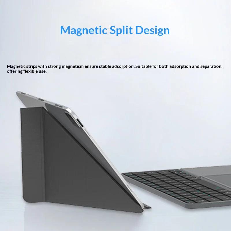 Bluetooth-compatible Keyboard with Touchpad Ultra Thin Wireless Keyboard Foldable Stand Case - Gray - 6