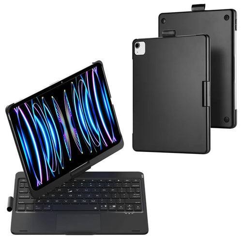 Bluetooth-compatible Touchpad Keyboard for iPad Pro 11 (2025) / (2024)//iPad Air 11 (2026) / (2025) / (2024) 360 Degree Rotation Wireless Keyboard with Backlit - Black - 1