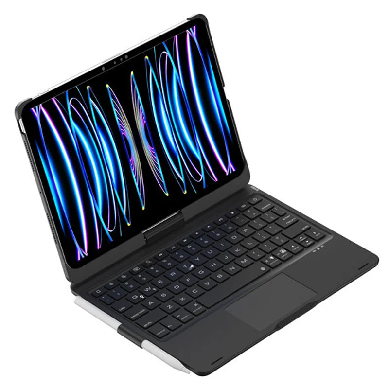 Bluetooth-compatible Touchpad Keyboard for iPad Pro 11 (2025) / (2024)//iPad Air 11 (2026) / (2025) / (2024) 360 Degree Rotation Wireless Keyboard with Backlit - Black - 4
