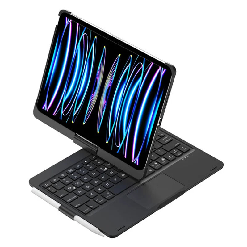 Bluetooth-compatible Touchpad Keyboard for iPad Pro 11 (2025) / (2024)//iPad Air 11 (2026) / (2025) / (2024) 360 Degree Rotation Wireless Keyboard with Backlit - Black - 5