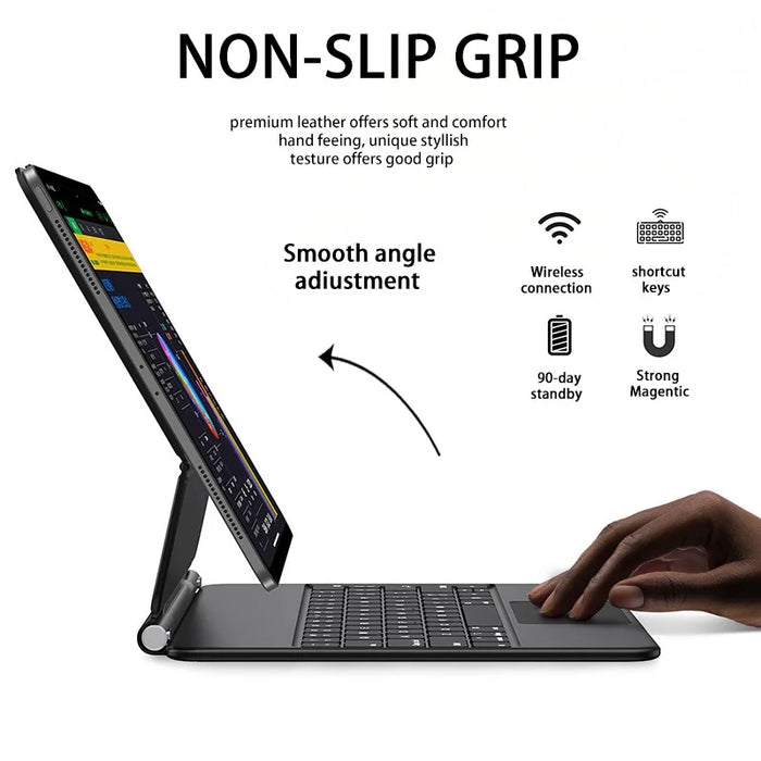 Bluetooth-compatible Keyboard for iPad Pro 11 (2022)/(2021)/(2020)/(2018) Magnetic Floating Keyboard Case - Black - 4