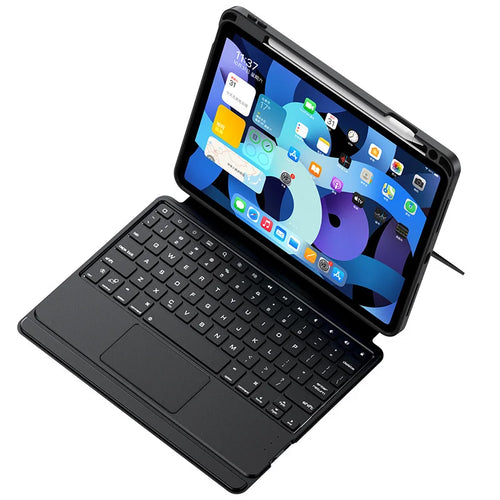 Bluetooth-compatible Keyboard for iPad 10.2 (2021)/(2020)/(2019) Magnetic Detachable Keyboard Case with Adjustable Stand - Black - 1