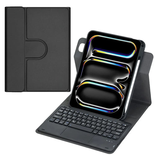 L13B-A For iPad Pro 11 (2025) / (2024) Rotating Keyboard Case Touchpad Protective Cover with Stand - Black - 1