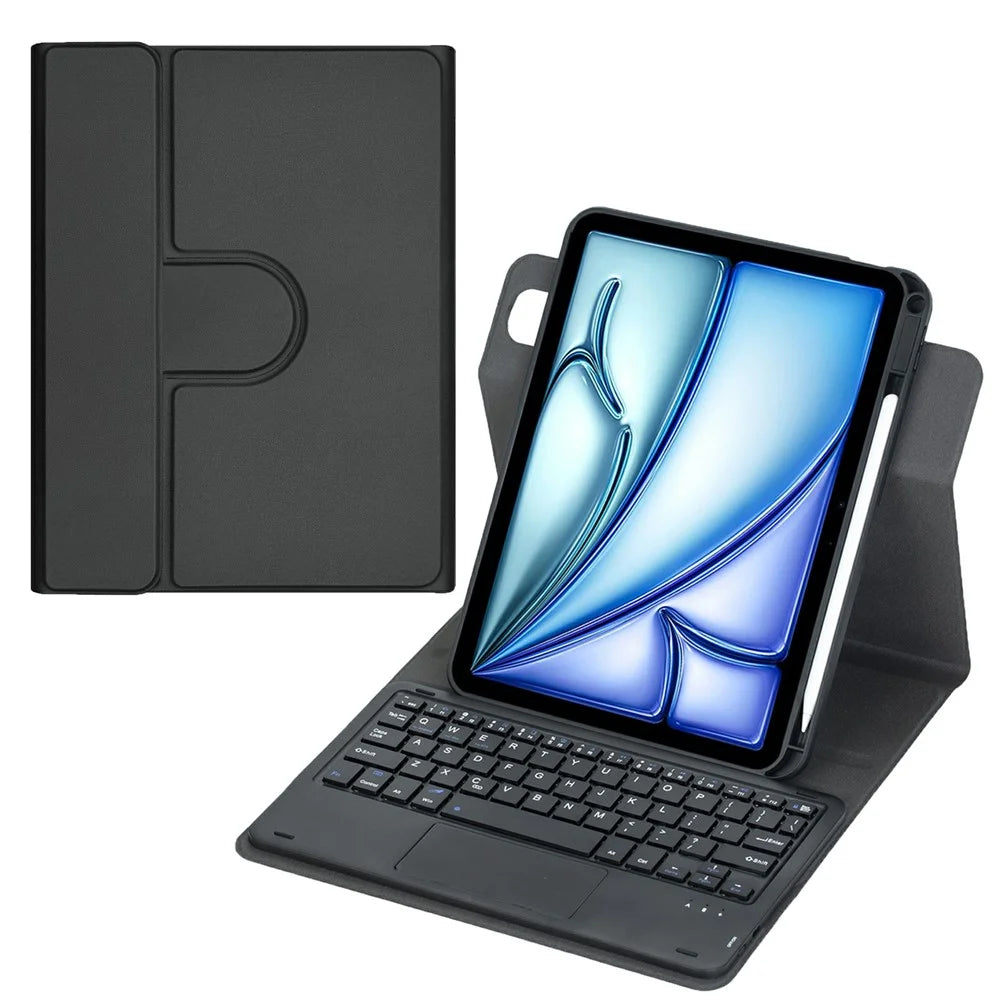 L11B-A Rotating Keyboard Case with Touchpad For iPad Air 11 (2026) / (2025) / (2024) / Air (2022) / (2020) / Pro 11 (2022) / (2021) / (2020) / (2018)  Protective Cover with Stand - Black - 1
