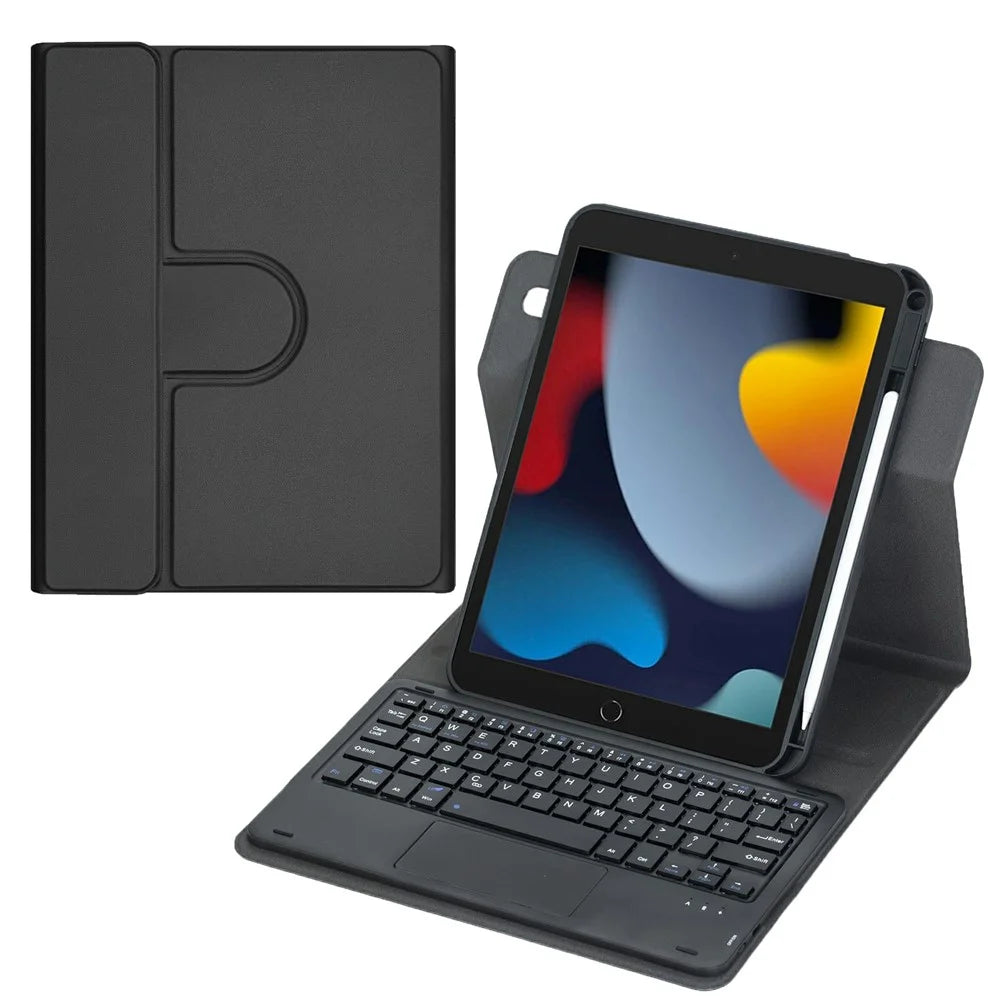 L102B-A For iPad 10.2 (2021) / (2020) / (2019) / iPad Air 10.5 inch (2019) / Pro 10.5-inch (2017) Rotating Keyboard Case Touchpad Protective Cover with Stand - Black - 1