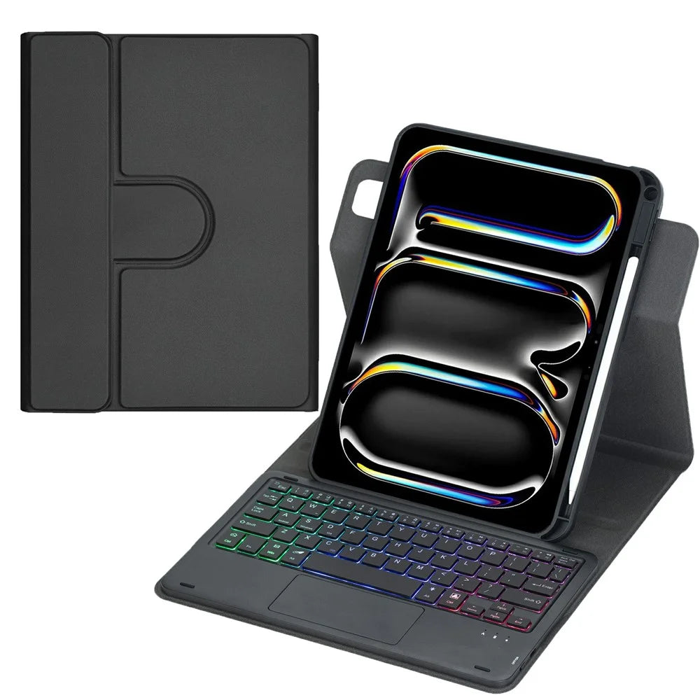 L13B-AS For iPad Pro 11 (2025)  /  (2024) Keyboard Case with Touchpad  /  Backlit Wireless Detachable Folio Keyboard Cover - Black - 1