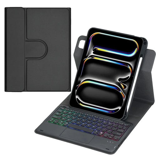 L13B-AS For iPad Pro 11 (2025)  /  (2024) Keyboard Case with Touchpad  /  Backlit Wireless Detachable Folio Keyboard Cover - Black - 1
