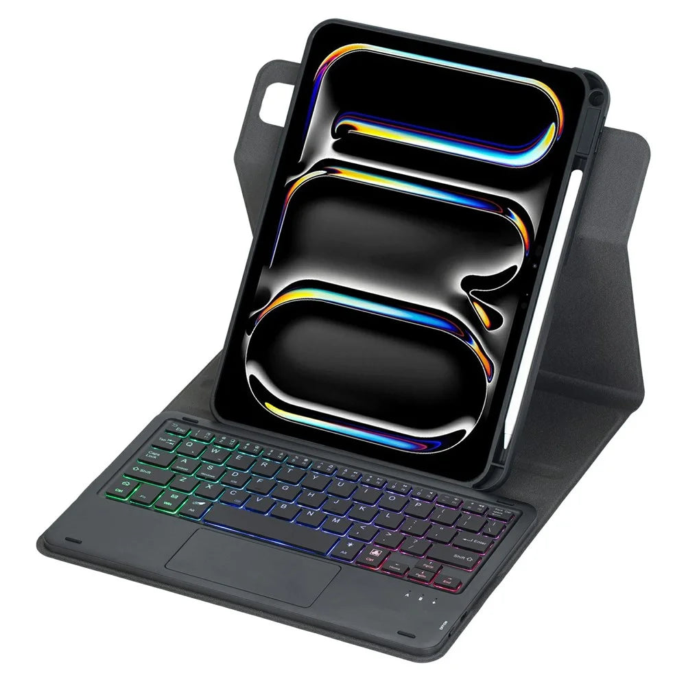 L13B-AS For iPad Pro 11 (2025)  /  (2024) Keyboard Case with Touchpad  /  Backlit Wireless Detachable Folio Keyboard Cover - Black - 3