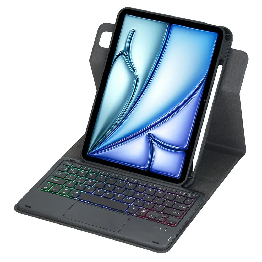 L11B-AS Wireless Keyboard Case with Backlit / Touchpad for iPad Air 11 (2026) / (2025) / (2024) / Air (2022) / Air (2020) / iPad Pro 11 (2022) / (2021) / (2020) / (2018) Rotating Protective Cover - Black - 3