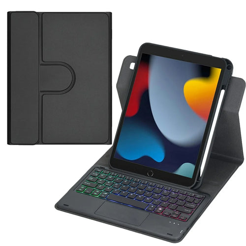 L102B-AS Wireless Keyboard Case with Backlit / Touchpad for iPad 10.2 (2021) / (2020) / (2019) / iPad Air 10.5 inch (2019) / Pro 10.5-inch (2017) Rotating Protective Cover - Black - 1