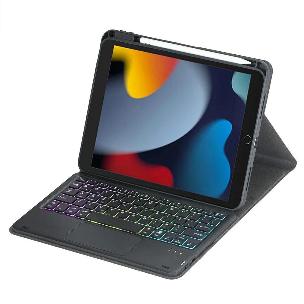 L102B-AS Wireless Keyboard Case with Backlit / Touchpad for iPad 10.2 (2021) / (2020) / (2019) / iPad Air 10.5 inch (2019) / Pro 10.5-inch (2017) Rotating Protective Cover - Black - 2