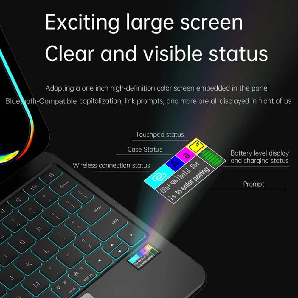 M7 Keyboard Case with Status Color Screen for iPad Air 11 (2026) / (2025) / (2024) / iPad Air (2022) / (2020) / iPad Pro 11 (2022) / (2021) / (2020) / (2018) - Black - 4