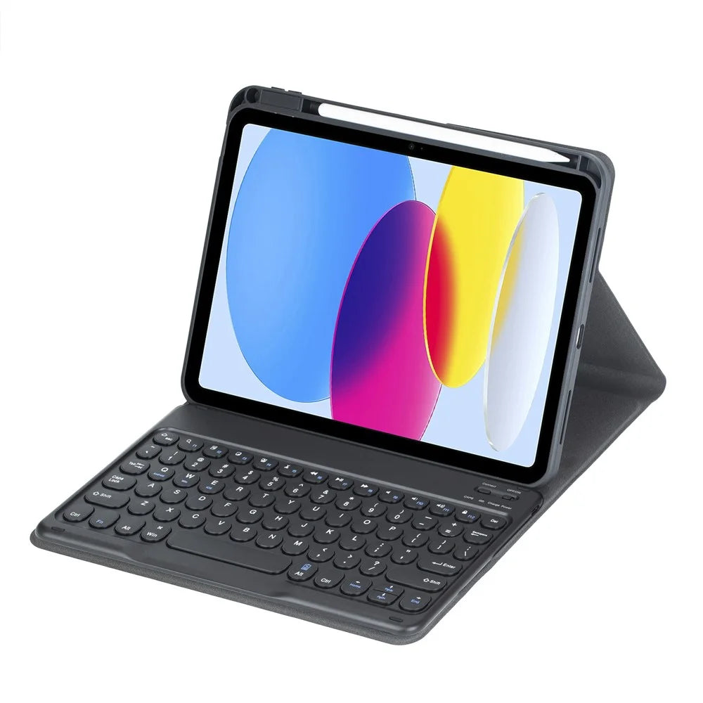 YL10B For iPad (2025)  /  iPad 10.9 (2022) 360 Degree Rotating Clear Acrylic Case Bluetooth-compatible Keyboard Cover - Black - 2
